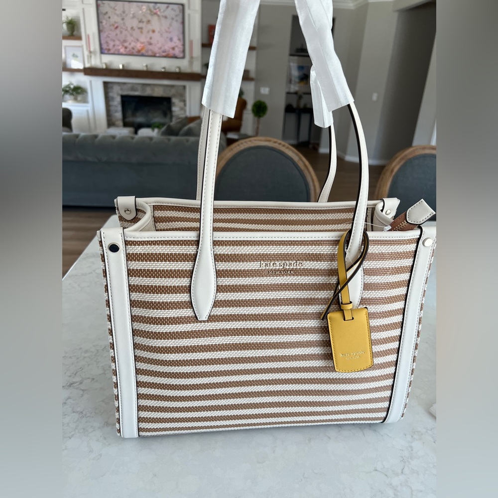 Kate Spade Market Striped Medium Tote Parchment Multi.